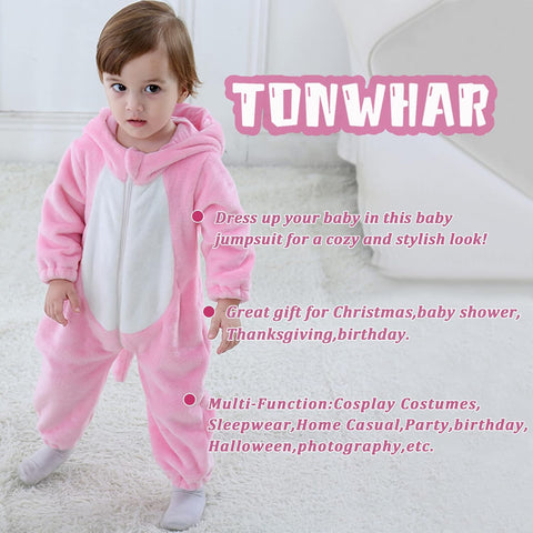 TONWHAR Infants & Toddlers Animal Costume for Halloween & Playwear - Dinosaur Tiger Hooded Romper Jumpsuit for Baby Boy Girl