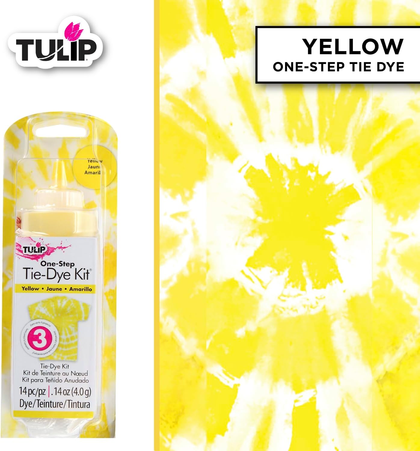Tulip One-Step Tie-Dye Kit, Vibrant Colors for Fabric 4 fl oz, Yellow