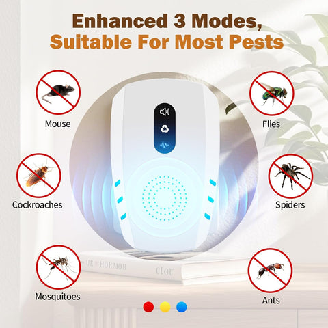 2026 Upgraded Ultrasonic Indoor Pest Repeller, 3-Mode Mouse Traps, 6 Pack