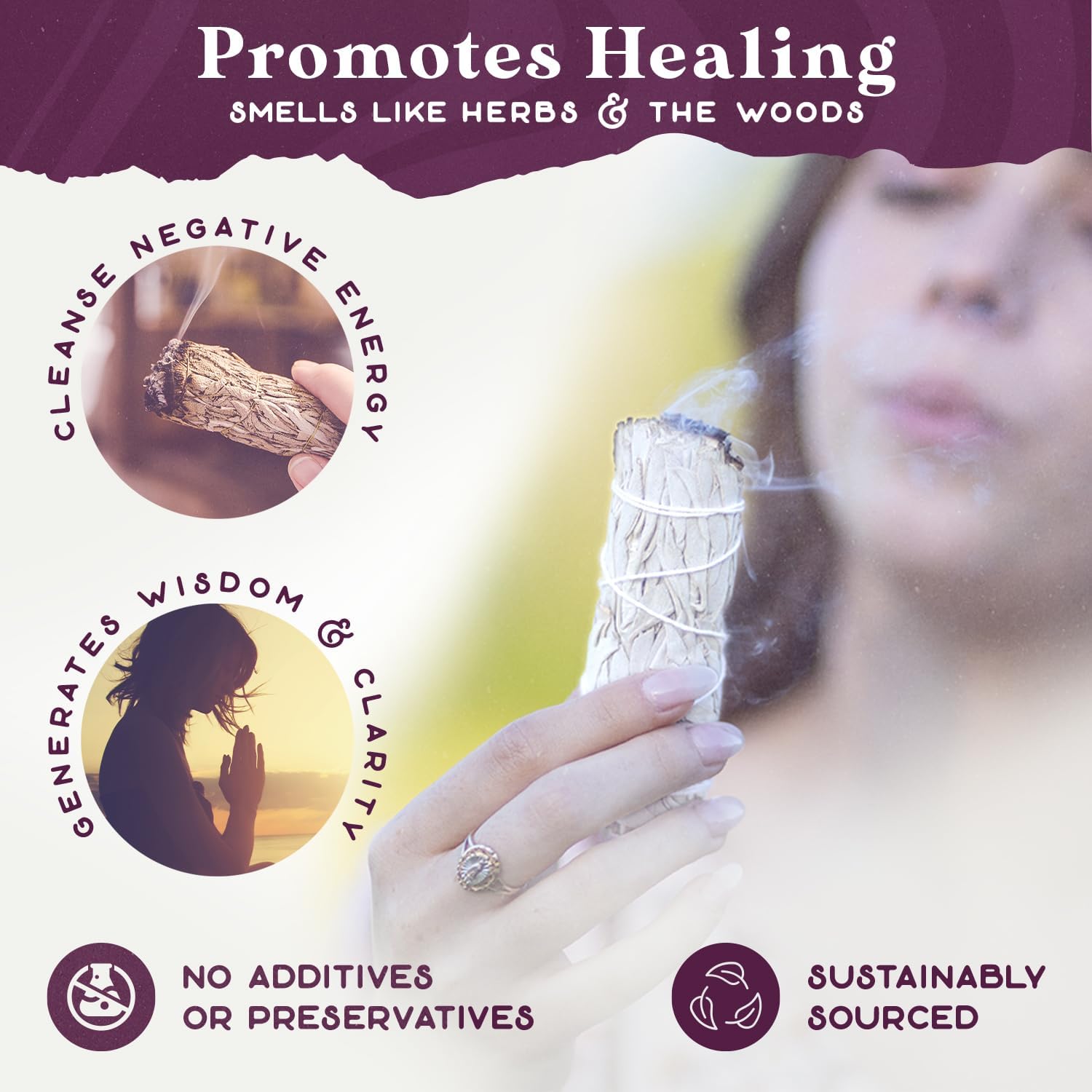 Purple Canyon Sage Smudge Kit - (12 Pack) - White Sage Smudge Sticks Incense Kit for Meditation Home Cleansing Aromatherapy and Smudge Rituals