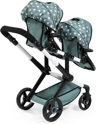 Bayer Twin Doll Stroller - Double Baby Doll Pram for 18 Inch Dolls, Green