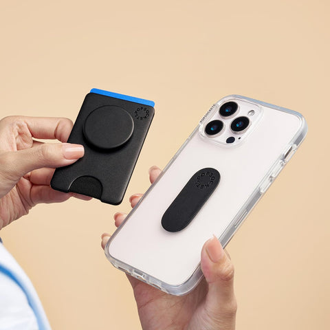 PopSockets Adhesive Phone Wallet with Grip- Black