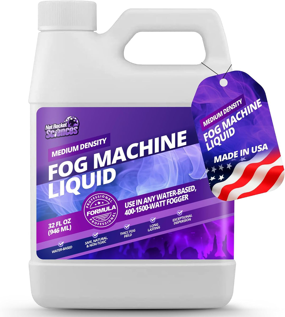 Fog Machine Liquid for Halloween Party and Events, Medium Density, 32oz