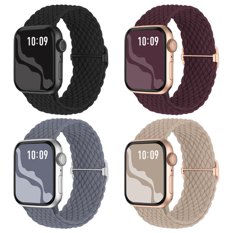 Braided Stretchy Solo Loop Compatible for Apple Watch Band 38mm 40mm 41mm 42mm 44mm 45mm 46mm 49mm for Women Men, Nylon Elastic Straps Wristbands for iWatch Series 10 9 8 7 6 SE 5 4 3 2 Ultra Ultra 2