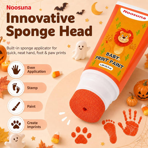 Baby Hand and Footprint Paint with Sponge Head, 1.69 fl oz, Orange