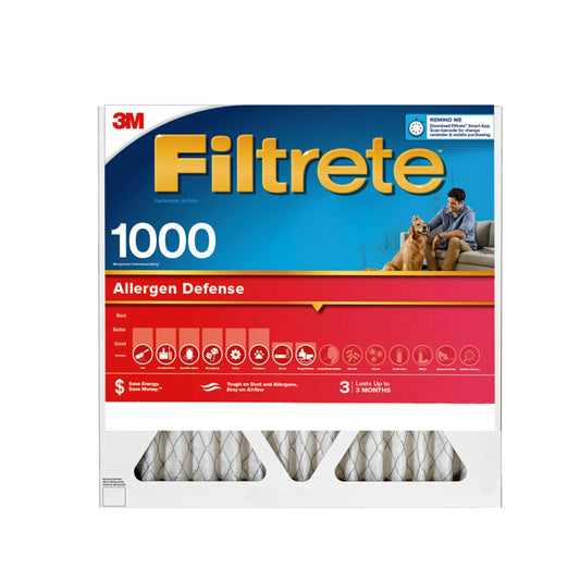 Filtrete 20x20x1 AC Furnace Air Filter, MERV 11, MPR 1000, Micro Allergen Defense, 3-Month Pleated 1-Inch Electrostatic Air Cleaning Filter, 4 Pack (Actual Size 19.69x19.69x0.81 in)