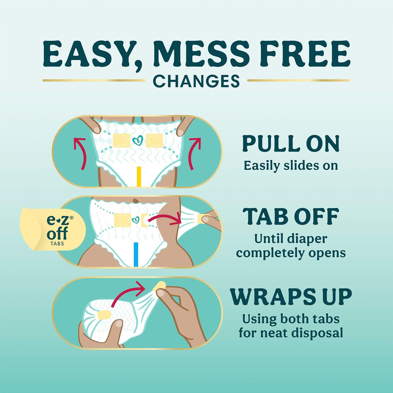Pampers Diapers - Swaddlers 360° - Size 4, 132 Count, up to 100% Leakproof Comfy Dry Fit, EZ Off Tabs Designed for Easy Changes, Pull On Diaper