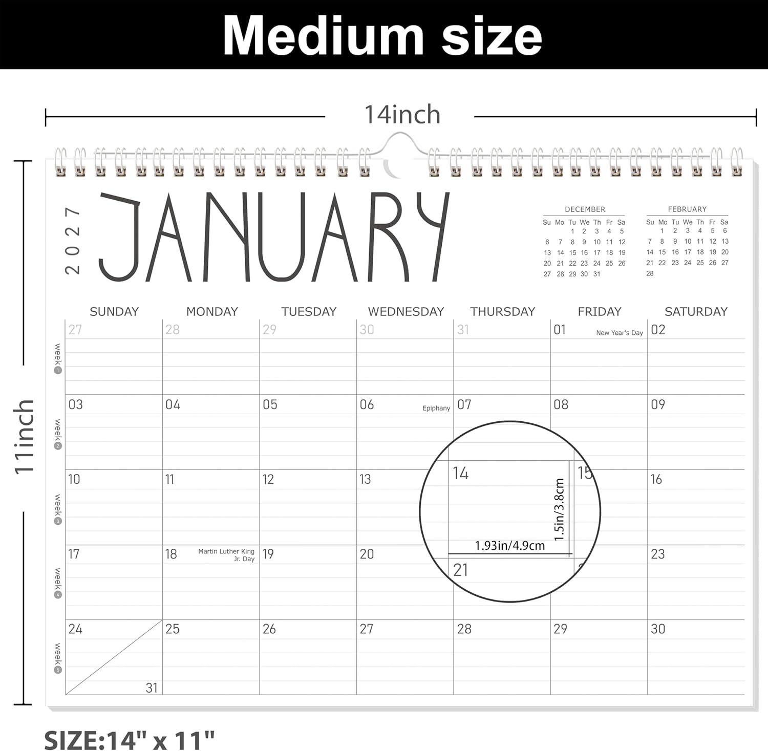 GuassLee Wall Calendar 2026-2028, 24 Months (Jun 2026-May 2028), 14"x11"