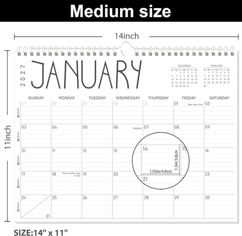 GuassLee Wall Calendar 2026-2028, 24 Months (Jun 2026-May 2028), 14"x11"