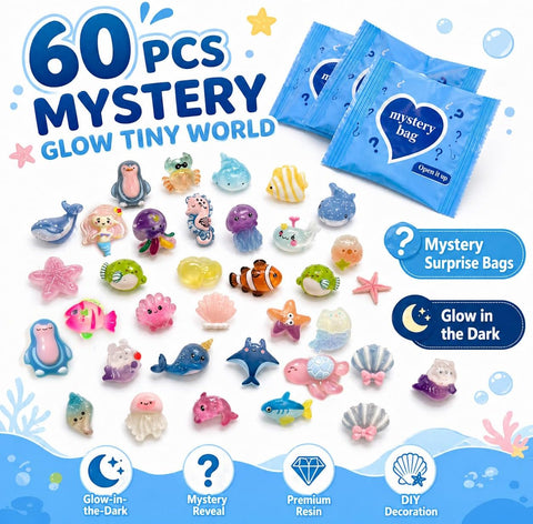 60 PCS Glow in the Dark Mini Resin Sea Animal Mystery Bags