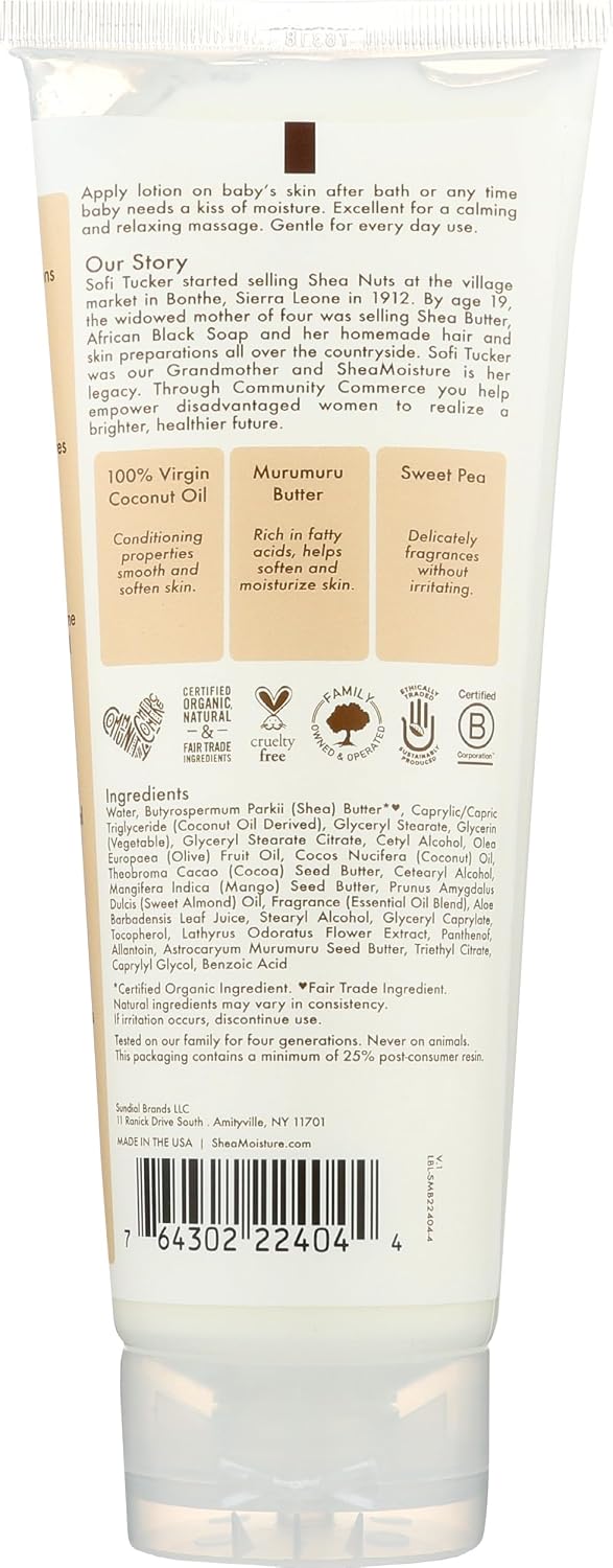 Shea Moisture 100 Percent Virgin Coconut Oil Baby Lotion for Kids - 8 Oz Body Lotion, 8 Ounce