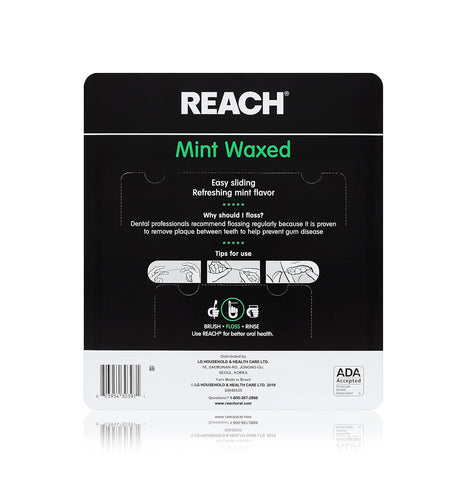 Reach, Waxed Dental Floss, Mint, Plaque Remover for Teeth, Shred Resistant, Floss Slides Smoothly, Easy to Use, Waxed, Deep Cleaning Teeth, Oral Care, Pfas Free, for Adults and Kids, 55 yd, 1 Count
