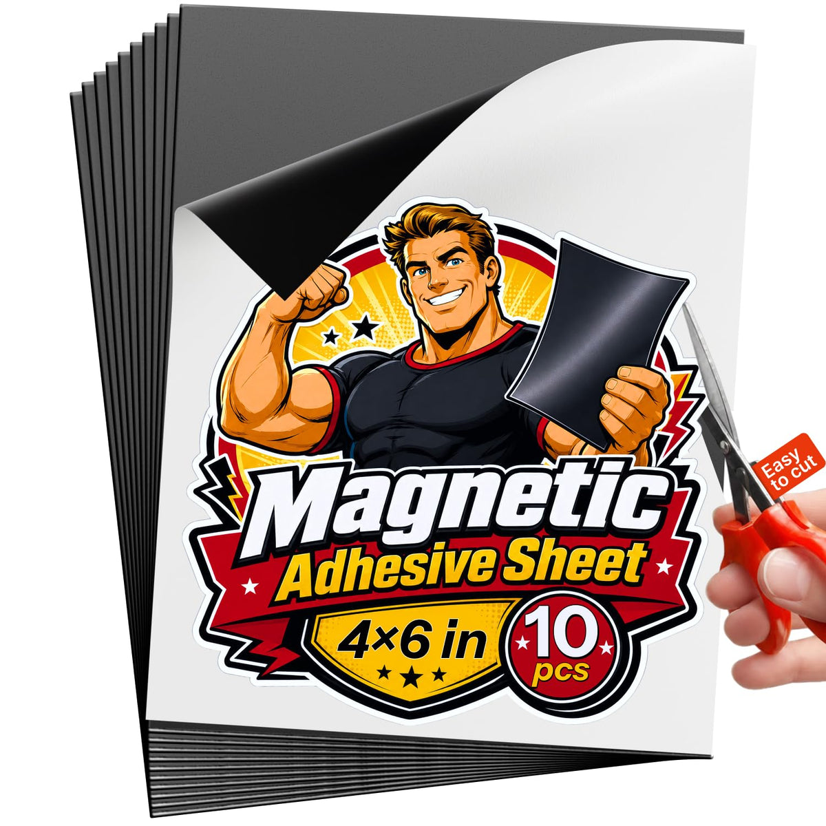 Self-Stick Adhesive Magnetic Sheets, 4x6" (10x15cm), 10 pcs