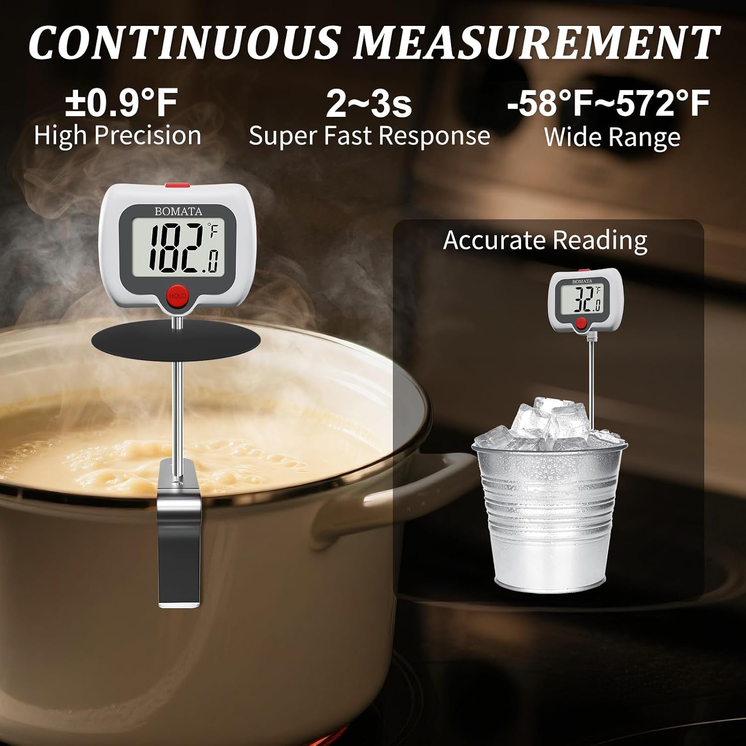 BOMATA Digital Candy Thermometer with Pot Clip, Deep Fry Oil Thermometer