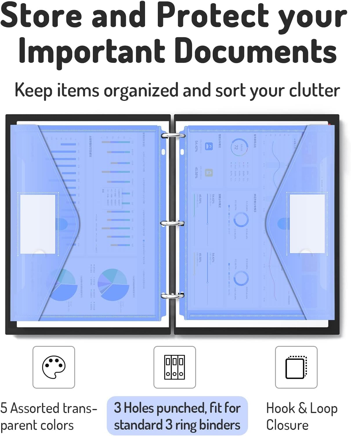 Forvencer Binder Pocket, 5 Pack Super Heavyweight Poly Binder Pocket Binder