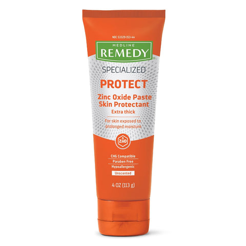 Medline Remedy Specialized Extra Thick Zinc Skin Paste (4 oz), Unscented, Micronized Zinc Oxide, Incontinence Cream, Diaper Rash, Barrier, Nourishing, Soothes Irritation, Wetness Protection