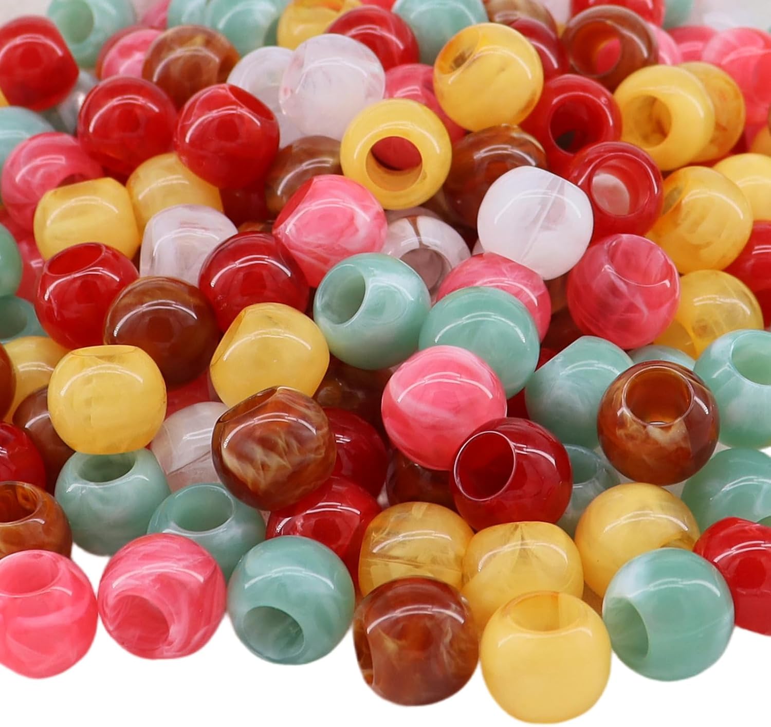 120PCS 14mm Acrylic Beads Transparent Colorful Mix Color Pop Autumn Beads for Craft DIY Project