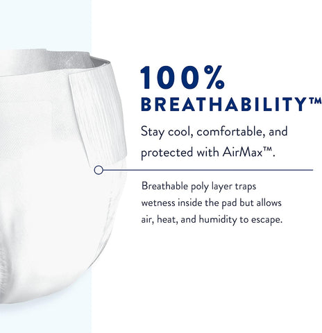 Prevail AIR Overnight Incontinence Briefs - Unisex Adult Incontinence Briefs with Tabs - Disposable Adult Diaper for Men& Women - Overnight Absorbency - Size 1, 80 Count (4 Packs of 20)