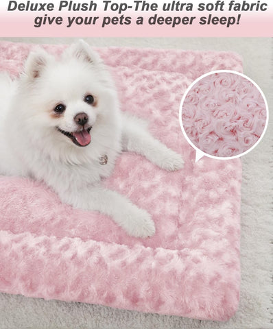 Exsnugy Washable Dog Bed Mat Large Size Fluffy Pet Crate Pad 42x28 XL
