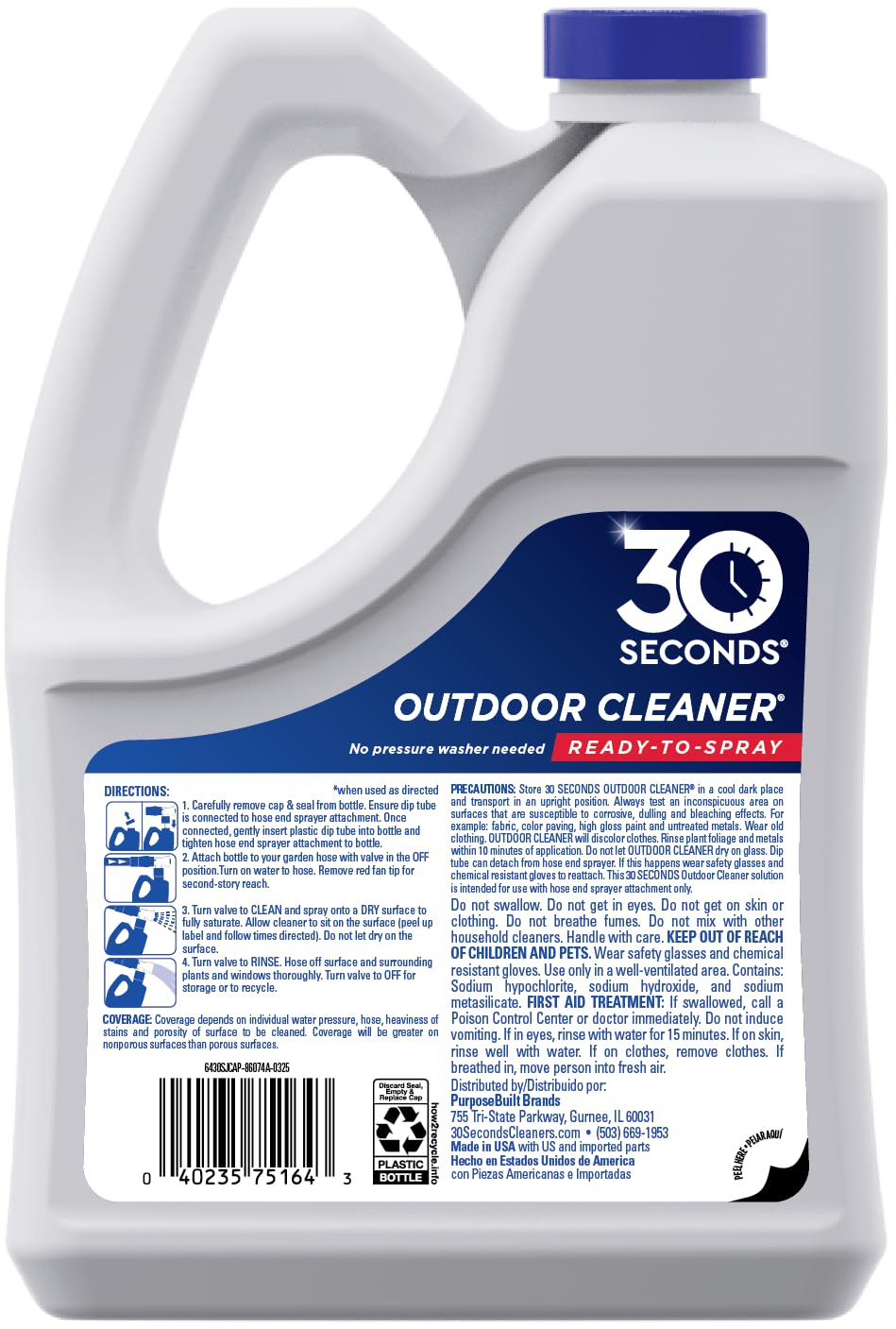 30 SECONDS Outdoor Cleaner, Hose End Sprayer, 2 Pack