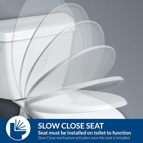 Bemis Slow Close Elongated Toilet Seat, Easy Clean Hinges, White