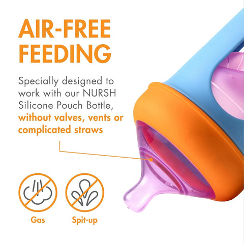 Boon Nursh Silicone Bottle Nipples - Fast Flow - 3 Count - Colorblock