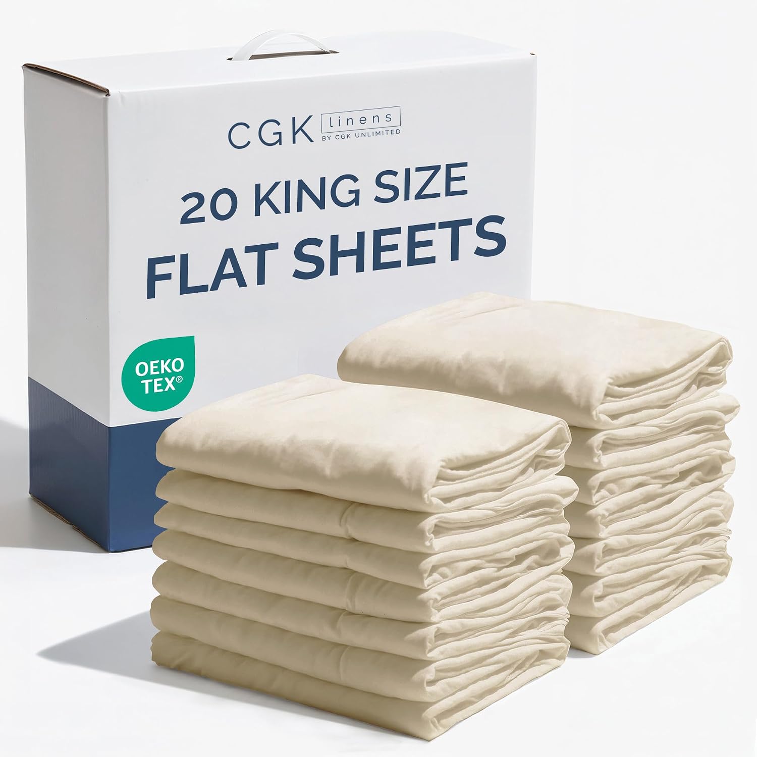 Bulk Case Pack of 20 Flat Sheets - King Size Flat Sheets - Wheat