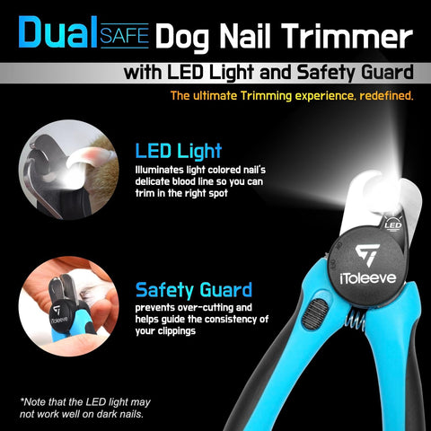 iToleeve LED Dog Nail Clipper with Light, Illuminates Nails Helps See Quick