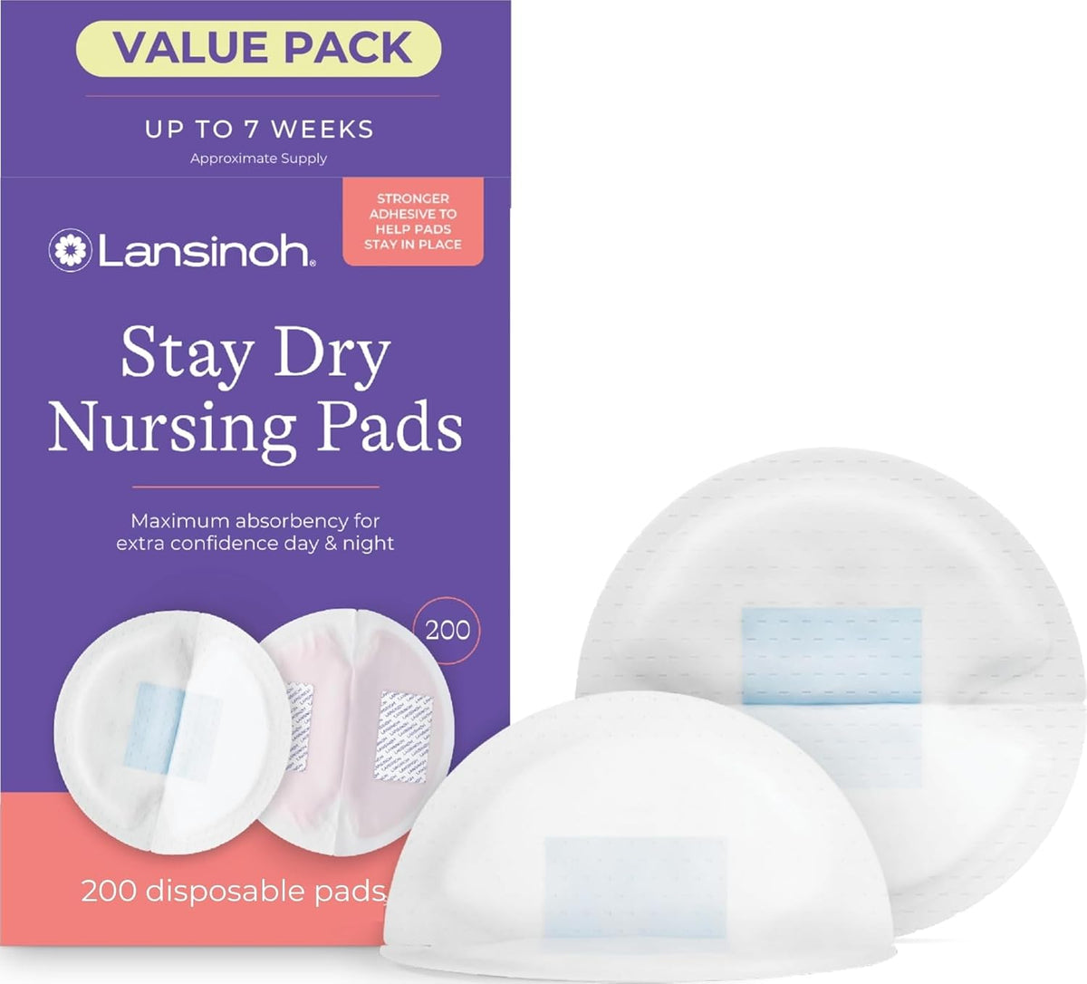 Lansinoh Stay Dry Disposable Nursing Pads, 200 Count