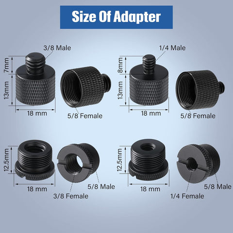 Moxweyeni 8pcs Mic Stand Adapter Screw Thread Adapter for Microphone, Black