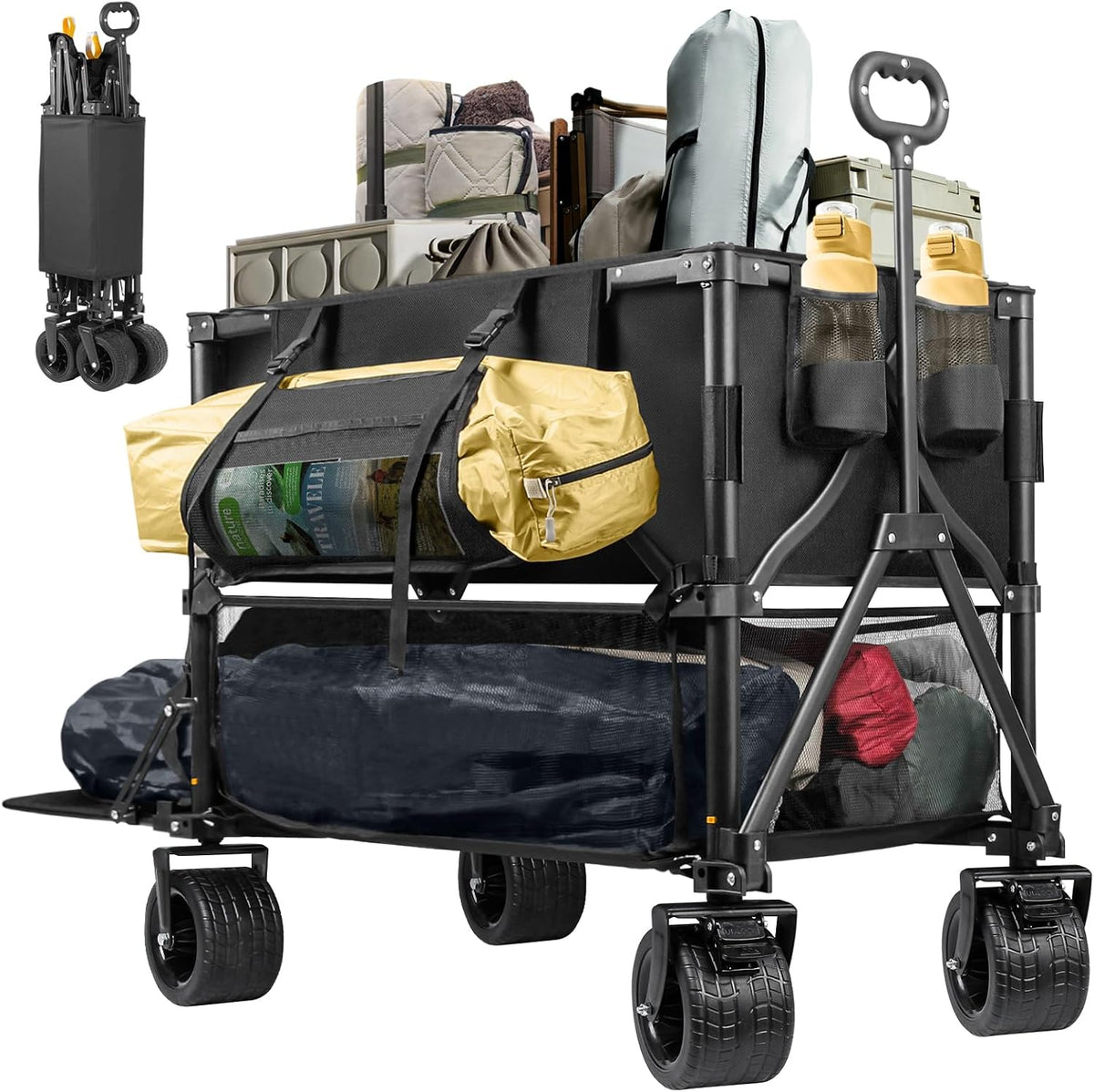 Double Decker Wagon 600lb Capacity & 400L Collapsible Sports Wagon