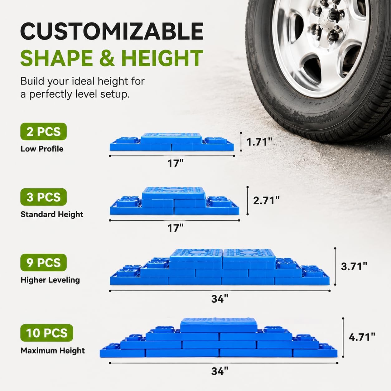 RVMATE 12 Pack RV Leveling Blocks, Camper Trailer Leveling Blocks
