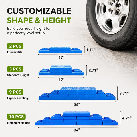 RVMATE 12 Pack RV Leveling Blocks, Camper Trailer Leveling Blocks