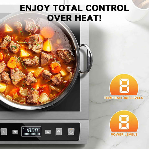 AMZCHEF Portable Induction Cooktop 1800W Commercial Burner Stainless Steel
