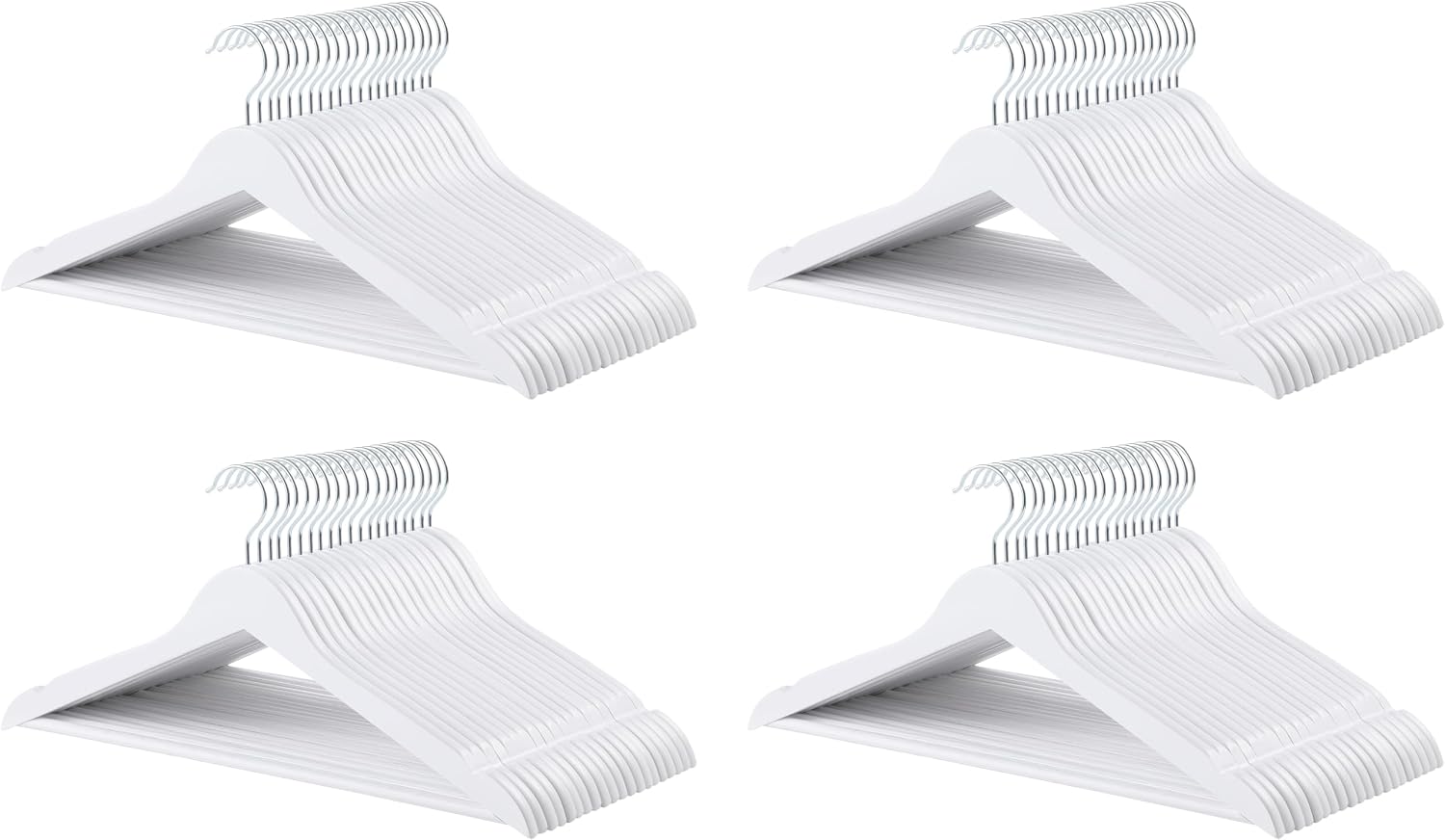 Amazon Basics Durable Wooden Clothes Hangers,White,(Pack of 80)