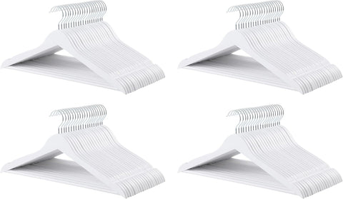 Amazon Basics Durable Wooden Clothes Hangers,White,(Pack of 80)