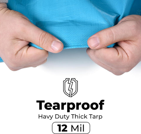 Tarps Heavy Duty Waterproof 20x40 ft, 12 mil Thick Tarp Cover with Grommets