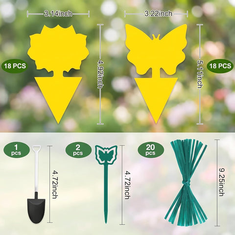 Yellow Sticky Fruit Fly Trap 36 Pack, Dual-Sided Gnat Traps for Plants