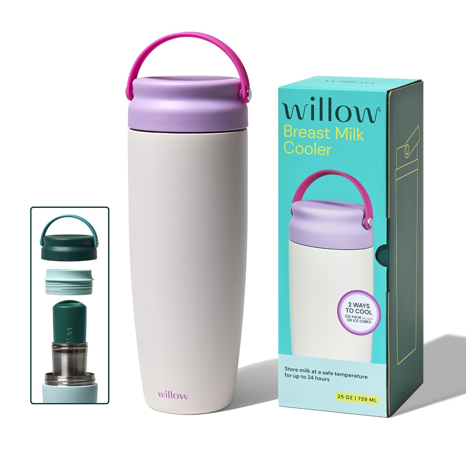 Willow 25oz Portable Breastmilk Cooler - Stainless Steel - Alabaster