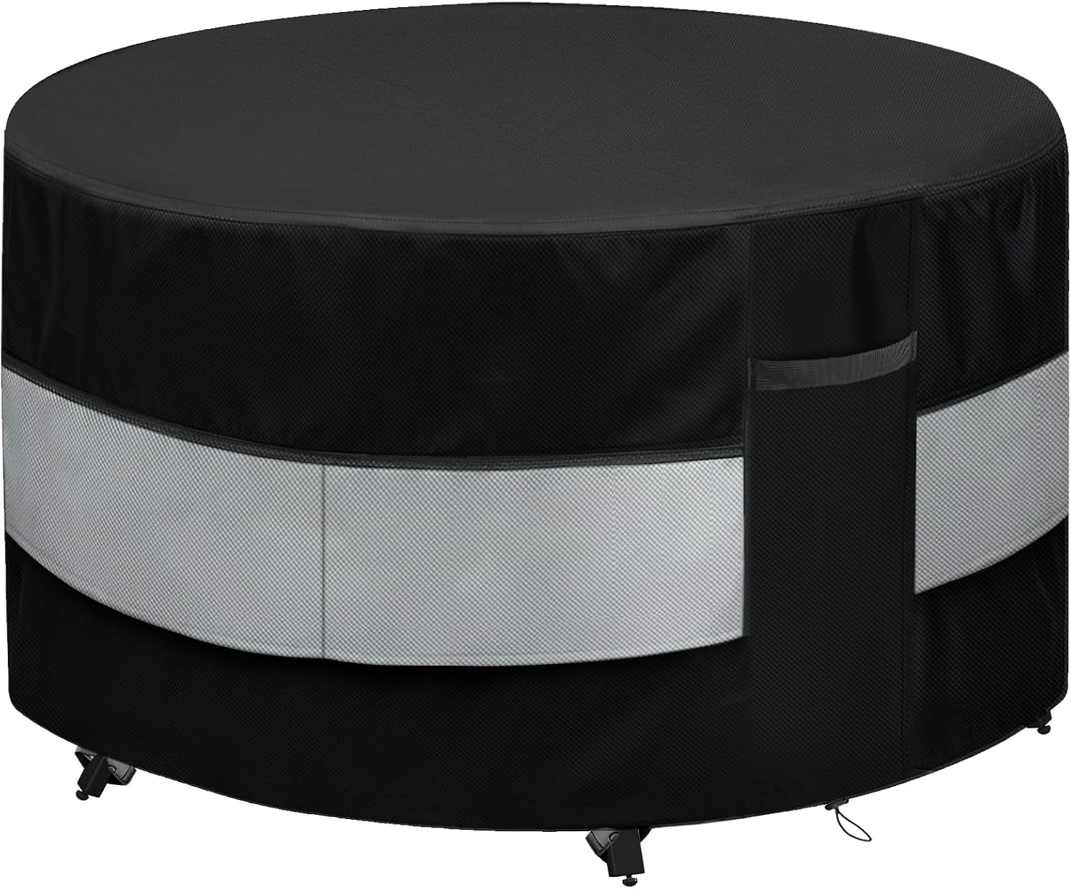 Round Patio Bar Height Table and Chair Cover Black Grey 73 x 43 Inch