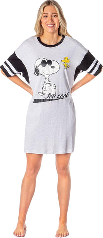 INTIMO Peanuts Joe Cool Snoopy Woodstock Oversized Boyfriend Varsity Nightgown Womens Night Shirt