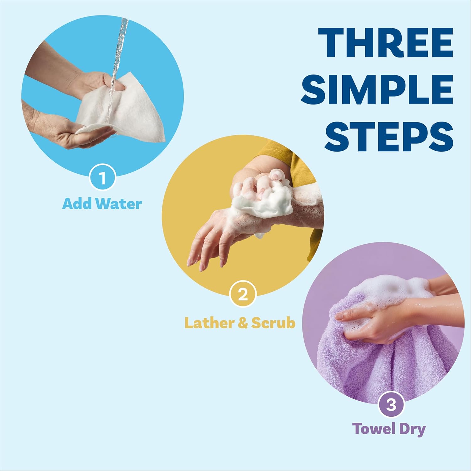Scrubzz Disposable No Rinse Bathing Wipes - All-in-1 Single Use Shower Wipes, Simply Dampen, Lather, and Dry Without Shampoo or Rinsing (Lavender, 3-Pack)