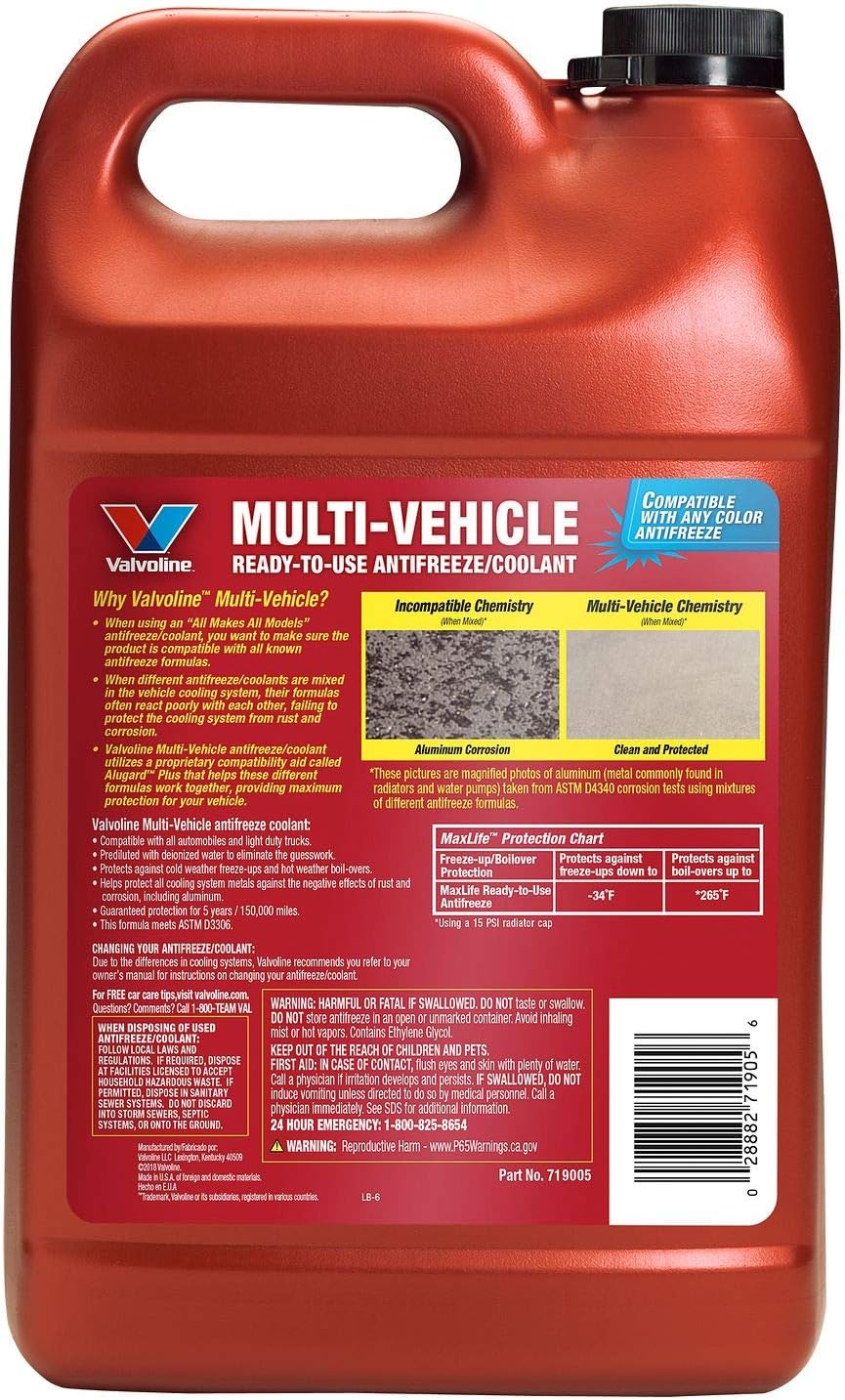 Valvoline Multi-Vehicle 50/50 Ready-to-Use Antifreeze Coolant 1 Gallon