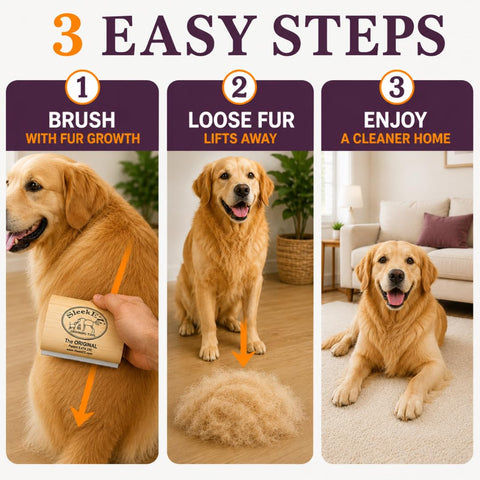 SleekEZ Dog Brush for Shedding | Patented Deshedding Dog Brush | Pet Hair Remover for Short, Medium & Long Coats | Made in USA | 5 Inch
