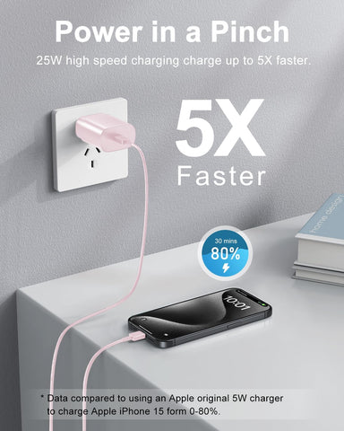 Type C Charger Fast Charging, 2Pack [10FT&6FT] Long USB C Cable with 25W Phone Super Fast Charger Block Compatible with Galaxy S25/S24/Plus/Ultra,iPhone 15/16/17/Air/Plus/Pro Max