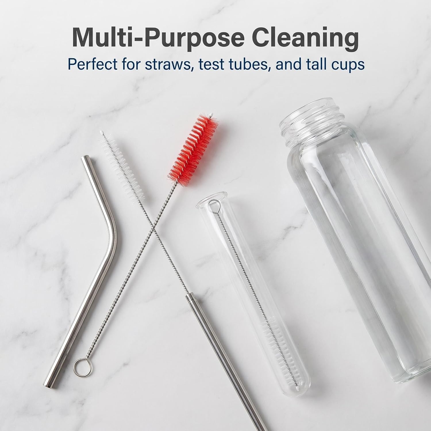 Straw Cleaner Brush, Reusable Metal Handles Straw Cleaner Brush Extra Long for Stanley Mug 40, 30, 20 oz, 10mm Wide for Sippy Cup, Water Bottle and Tubes