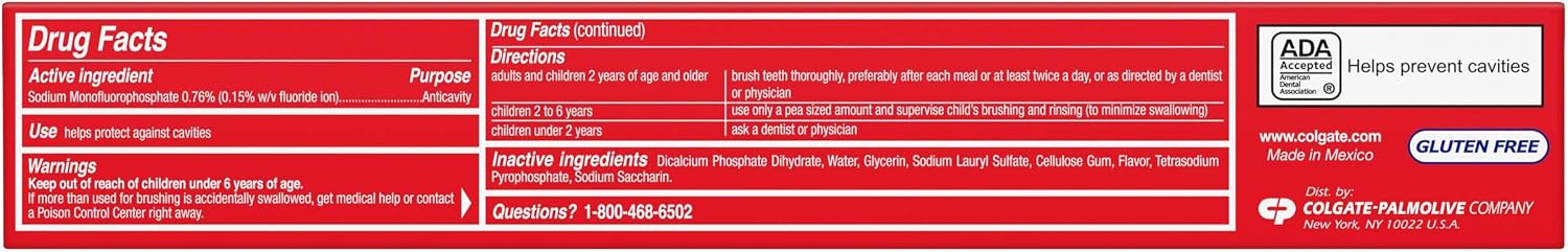 Colgate Cavity Protection Fluoride Toothpaste, Mint, 6 Pack, 6 oz