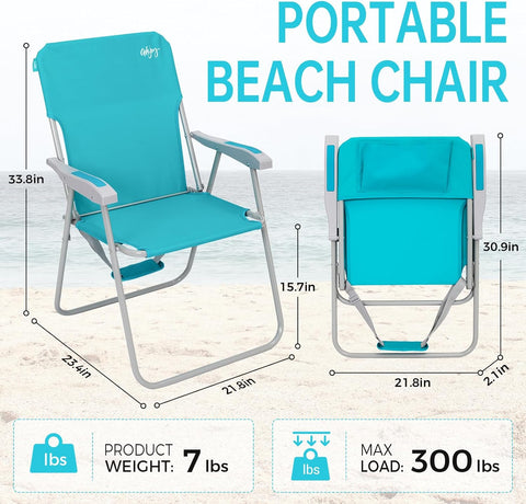 #WEJOY Folding Beach Chairs for Adults, High Back Lightweight for Camp Lawn