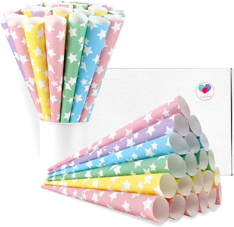 Cotton Candy Cones 100 Pack Rainbow Stars - Candy Park Multicolor Paper Cones, For Cotton Candy Machines & Candy Floss Sugar, Party Supplies for Birthday, Easter, Celebrartions & Consession Stand