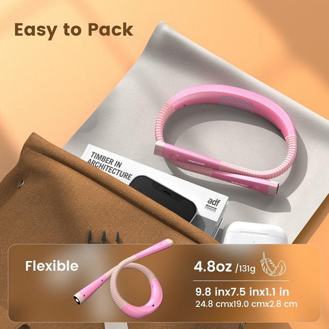 Glocusent Reading Light,Pink Neck Light,80-hr Rechargeable Book Light
